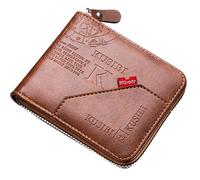 YUEcthynous Wallets for Men,Vintage Geldbörse für Herren Geldbörse mit Reißverschluss Leather Men Wallet with ID Window and Multi Card Slots Kleine Herren LederGeldbörse (Bmarron), marrone, m, Rétro