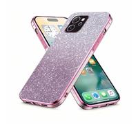 YUECXIN Cover 2 in 1 per OPPO Reno 14 FS(Reno 14F), Custodia Trasparente Sottile in Silicone con Carta Glitter Rimovibile, Bumper Antiurto Antigiallo per Donna Ragazza, Rosa