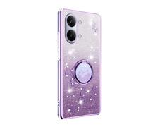 YUECXIN Cover Glitter per Xiaomi Poco X8 Pro Max, Trasparente Bling Brillantini Donna Custodia, Ultra Sottile Molle Antiurto TPU Silicone Fiori Anello Supporto Case. Viola