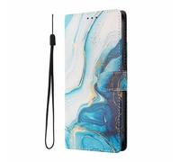 YUECXIN Cover Honor Magic 8 Lite 5G, Elegante Custodia Portafoglio Pelle PU con Porta Carte e Supporto, Interno TPU Antiurto, Motivo Chic per Donna, Marmo Blu