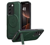 YUECXIN Cover Magnetica per Realme C100 5G Compatibile con MagSafe con Supporto, Custodia Protettiva per Lenti, Case Antigraffio PU Pelle + Antiurto Bumper. Verde