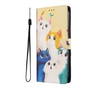 YUECXIN Cover OPPO A5 Pro 5G/4G, Elegante Custodia Portafoglio Pelle PU con Porta Carte e Supporto, Interno TPU Antiurto, Motivo Chic per Donna, Gatti Colorati