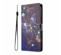 YUECXIN Cover Oppo A6 Pro 5G/4G, Elegante Custodia Portafoglio Pelle PU con Porta Carte e Supporto, Interno TPU Antiurto, Motivo Chic per Donna, Farfalla Blu