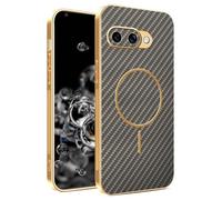 YUECXIN Cover per Google Pixel 10a 5G, Moda Ultrasottile Fibra di Carbonio Texture Antigraffio PU Retro+ Antiurto Antiscivolo TPU Bumper Silicone Case Custodia. Marrone