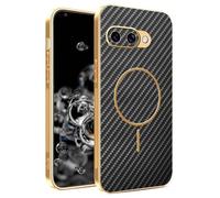 YUECXIN Cover per Google Pixel 10a 5G, Moda Ultrasottile Fibra di Carbonio Texture Antigraffio PU Retro+ Antiurto Antiscivolo TPU Bumper Silicone Case Custodia. Nero