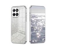 YUECXIN Cover per Honor 200 Smart, Custodia da Donna Lucida in Colore Sfumato Brillantini Elettrolitico, Premio Ultra Sottile Molle Antiurto TPU Silicone Case, Argento