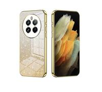 YUECXIN Cover per Realme 12 Pro 5G/Realme 12 Pro+ Plus 5G, Custodia da Donna Lucida in Colore Sfumato Brillantini Elettrolitico, Premio Ultra Sottile Molle Antiurto TPU Silicone Case, Oro