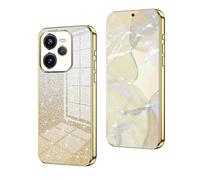YUECXIN Cover per Realme GT 7 Pro, Custodia da Donna Lucida in Colore Sfumato Brillantini Elettrolitico, Premio Ultra Sottile Molle Antiurto TPU Silicone Case, Oro