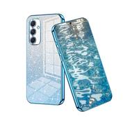 YUECXIN Cover per Samsung Galaxy S24 FE, Custodia da Donna Lucida in Colore Sfumato Brillantini Elettrolitico, Premio Ultra Sottile Molle Antiurto TPU Silicone Case, Blu