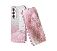 YUECXIN Cover per Samsung Galaxy S24 FE, Custodia da Donna Lucida in Colore Sfumato Brillantini Elettrolitico, Premio Ultra Sottile Molle Antiurto TPU Silicone Case, Rosa