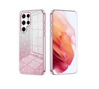 YUECXIN Cover per Samsung Galaxy S25 Ultra, Custodia da Donna Lucida in Colore Sfumato Brillantini Elettrolitico, Premio Ultra Sottile Molle Antiurto TPU Silicone Case, Rosa