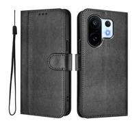YUECXIN Cover per Vivo X200 FE 5G Flip Custodia in Pelle PU, Cover a Portafoglio in Libro, Funzione Supporto, Magnetica, Slot Schede, Antiurto TPU Custodia.Nero