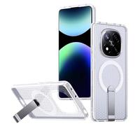 YUECXIN Custodia Magnetica per Xiaomi Redmi Note 14 Pro+ Plus 5G, Utlra Sottile Design Nido d’Ape Raffreddante Cover Antiurto con Cavalletto Metallo Invisibile, Clear