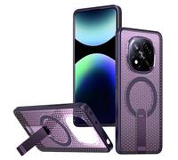 YUECXIN Custodia Magnetica per Xiaomi Redmi Note 14 Pro+ Plus 5G, Utlra Sottile Design Nido d’Ape Raffreddante Cover Antiurto con Cavalletto Metallo Invisibile, Viola