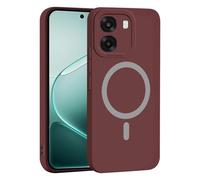 YUECXIN Custodia Magnetica Silicone per OPPO A6X / OPPO A6 5G/4G/ OPPO A6K, [Protezione Completa Della Fotocamera] [Ricarica Wireless] Sottile Antiurto di Grado Militare Cover, Rosso Vino