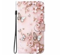 YUECXIN Custodia per Realme Note 70T / Realme Narzo 80 Lite 4G / Note 70, Case a Portafoglio in Pelle PU con Porta Carte & Funzione Supporto, Cover a Libro Antiurto Motivo 3D Colorato, Farfalla Rosa