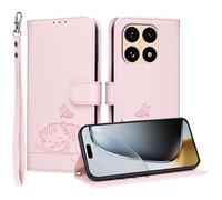 YUECXIN Custodia per Xiaomi 15T 5G con Cordino, Case in PU Pelle a Libro Carino Gatto Flip Caso Magnetica Portafoglio Blocco RFID Carta Slot Antiurto Cover, Rosa