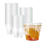 Yuedefly 100 bicchieri di plastica riutilizzabili, 270 ml, bicchieri in plastica trasparente, eleganti bicchieri per feste, bicchierini per shot, per la decorazione della casa, feste, matrimoni