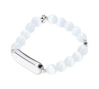 YUEHISY Bracciale di Cristallo, Bracciale Intelligente con Perline, Fitness Tracker da Polso for attività Quotidiane e Monitoraggio del Movimento (Argento Bianco)