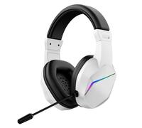 YUEHISY Cuffie Cablate USB, Cuffie Stereo da Gioco Ergonomiche con Suono Surround Virtuale, Illuminazione RGB, Microfono Flessibile con Cancellazione del Rumore, per PC Portatile (WHITE)