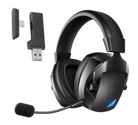 YUEHISY Cuffie da Gioco Wireless, Cuffie Bluetooth 5.4 Quad-mode da 2,4 GHz con Microfono, 50 Ore di Riproduzione, compatibilità con Tutte le Piattaforme - Luce RGB (BLACK)