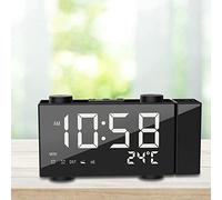 YUEHISY Doppia Sveglia LED da 6 Pollici con Funzione Snooze e Termometro, Radiosveglia con Proiezione FM Ruotabile di 180° Facile Lettura