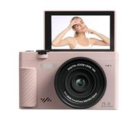 YUEHISY Fotocamera Digitale 4K per Fotografia, Fotocamera per Vlogging da 75 MP con WiFi e Schermo Ribaltabile da 3,0", Mirrorless con Zoom 18X per Viaggi, Paesaggi e (PINK)