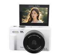 YUEHISY Fotocamera Digitale, Fotocamera con Messa a Fuoco Automatica UHD WiFi 5K 75MP con Schermo Ribaltabile a 180° 3", Zoom Digitale 18X, Microfono Integrato, per Fotografie (WHITE)