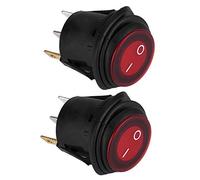 YUEHISY Interruttore a Bilanciere a LED Rosso, 2 Pezzi 12V/24V 20A 3 Pin On Off Toggle per Indicatore Luminoso Illuminato per Auto e Barca, Slot per Serratura Antirotazione, Supporto a Scatto per