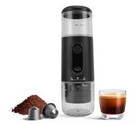 YUEHISY Mattista del caffè Portatile, Produttore di Birra Manuale a Cordone con Batteria da 2500 MAh, Compatibile con Terreni di Capsule di caffè, per L'uso da Campeggio per Escursioni (BLACK)