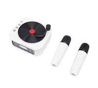YUEHISY Mini Macchina per Karaoke retrò, Altoparlante Bluetooth Portatile con 2 Microfoni Wireless, Audio HiFi e 4 Cambia Voce, 5 Ore di Riproduzione per Feste in Casa di Bambini (WHITE)