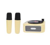 YUEHISY Mini Macchina per Karaoke retrò, Altoparlante Bluetooth Portatile con 2 Microfoni Wireless, Audio HiFi e 4 Cambia Voce, 5 Ore di Riproduzione per Feste in Casa di Bambini (YELLOW)