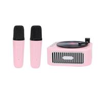 YUEHISY Mini Macchina per Karaoke retrò, Altoparlante Bluetooth Portatile con 2 Microfoni Wireless, Audio HiFi e 4 Cambia Voce, 5 Ore di Riproduzione per Feste in Casa di Bambini (PINK)