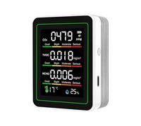 YUEHISY Monitor Intelligente della qualità Dell'aria 5 in 1, Tester Portatile per Interni per umidità della Temperatura CO2 HCHO TVOC con Schermo LCD a Colori, per Auto Ufficio a Casa
