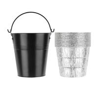 YUEHISY Secchio per Grasso per Griglie per Traeger & Bot - Secchio in Lega in Lega di Alluminio con 12 Fodere per Lamina, Facile Pulizia per Griglie a Pellet