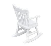 YUEHISY Sedia a Dondolo in Miniatura per Bambole 12 Pollici Legno Bianco | Materiale in legno, sicuro e innocuo, adatto a modelli di case delle bambole in scala 1 e 12, misura 3,3 x 2,6 x 1,9 pollici