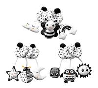 YUEHISY Stimolazione Visiva Culla per Bambini Giocattolo da Appendere Sonagli per Animali e Neri, Giocattolo per Auto per Passeggino in Peluche, Adatto per Carrello (Gufo)