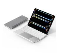 YUEHISY Tastiera Bluetooth con Touchpad, Tastiera Compatta Wireless Pieghevole a 64 Tasti con Rivestimento in Pelle PU, Digitazione Silenziosa, per Telefono Tablet Portatile (SILVER)