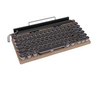 YUEHISY Tastiera retrò da Scrivere, Taxt da Gioco Bluetooth Wireless 5.0 Meccanico con Interruttori Blu, Chiave 83, per Tablet di Telefono per Laptop per PC (Colore di legno)