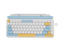 YUEHISY Tastiera Wireless, Layout a Doppia modalità, Supporto per (Blu | Copritasti Bicolore, per Ufficio Domestico, Connessione BT5.0 e 2.4G Senza Ritardi, Supporto Integrato Fino a 12,9",
