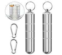 Yuehuabao 2 Pezzi Mini Portasigarette Mini Impermeabile Sigarette Tasca Rotonda Portatile Portasigarette Portapillole Mini Porta Tabacco con 2 Moschettone