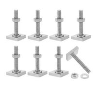 Yuehuabao 8 Pezzi Adattatore per Binario a T Bulloni a Testa Quadrata Kit Viti per Barre a T Bulloni Inox Filettatura M6 Viti Scorrevoli M6 Adattatore con Dadi e Rondelle per Track 20x20x40 mm