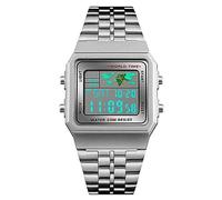 Yuehuamech Orologio sportivo digitale da uomo, impermeabile, da lavoro, con retroilluminazione dell'ora mondiale, cronometro, conto alla rovescia, timer, funzione sveglia, per uomini, donne, studenti,