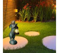Yuehuamech Rabbit Statua solare Garden Ornaments Resin Rabbit Figurine Decorations with Solar Lantertern Animal Sculpture for Outdoor Garden Patio Lawn Yard Balcony Home Decor 9.1x3.1x3.5