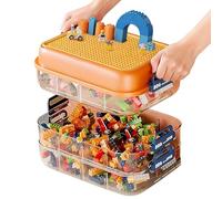 Yuehuamech - Scatole portaoggetti per Le-go, organizer in plastica a 3 strati con base, coperchio e scomparti regolabili, contenitore impilabile per mattoncini, organizer per puzzle