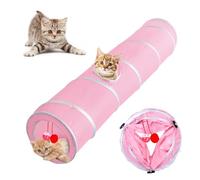 Yuehuamech Tunnel per Gatti Grande Tunnel Pieghevole per Gatti con Sfera e Foro Tunnel per Tubi per Gattini Conigli Cuccioli Esercizio Nascondere Allenamento Correre Giocare(Rosa)