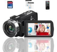 Yuejewlry Videocamera 4K, 48MP 30FPS YouTube Vlogging Camera Recorder, Zoom digitale 18X IR Visione Notturna Camcorder,3 pollici 270 ° Rotazione Touch Screen, Telecomando, 2 Batterie,32GB SD Card