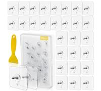 yuejuhe 30 Pezzi Viti Adesive con Tappi a Vite, Gancio Viti Autoadesive No Foratura, Ganci Adesivi Chiodoi per Cucina Bagno Ripostiglio Tile Wall (Trasparente)