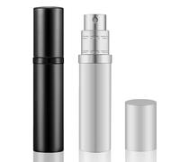 yuejuhe 5ml Atomizzatore di Profumo Ricaricabile (Nero + Argento) | Porta Profumo Viaggio Portatile, Dispenser Profumo da Borsetta, Flacone Spray Riutilizzabile per Uso Quotidiano