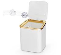 yuejuhe Pattumiera Piccola con Coperchio da Tavolo 2L, Mini Cestino Spazzatura Bagno, può Essere Parete, per Scrivania, Toletta, Bancone Cucina (Bianco)